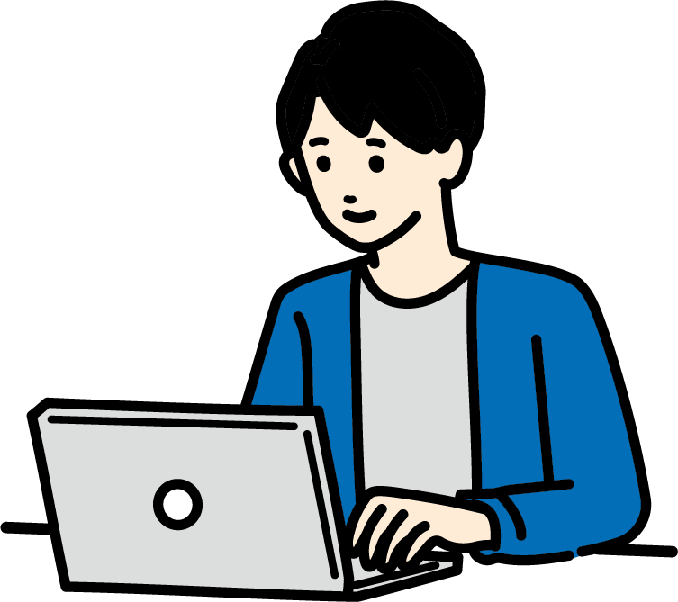 パソコン作業をする男性のイラスト